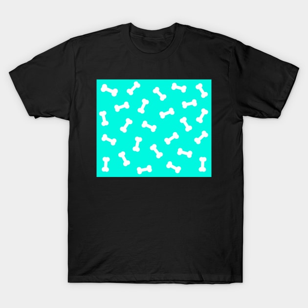 Aqua Dog Treat Pattern T-Shirt by Lady Lilac